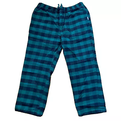 Eddie Bauer Mens XL Pajama PJ's Bottoms Flannel Blue Green Plaid Cotton • $19.50