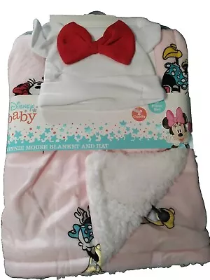 Disney Baby Minnie Mouse Reversible Blanket And Hat Soft & Cuddly  • $18.99