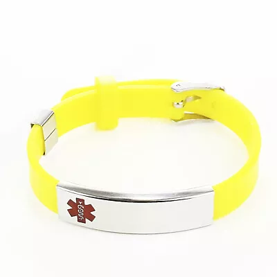 Medical Alert ID Rubber Minimalist Watch Bracelet Stainless Steel W FREE ENGRAVE • $14.04