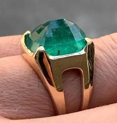 Natural Vivid Green Big Emerald Mens 21k Gold Ring Rare High Grade Emerald Ring • $6500