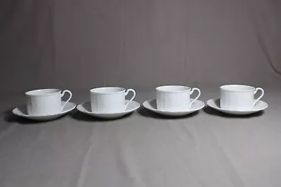 4 MIKASA Ultra Cream Bone China Cups & 4 Saucers Hampton Bays Embossed Shells • $32