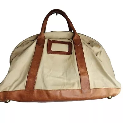 VTG Banana Republic Canvas Leather Duffel Original Safari Cotton Twill GRIP Bag • $225