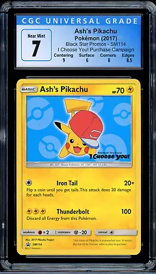 Pokemon Ash's Pikachu SM114 I Choose You! Purchase Campaign 2017 CGC Near Mint 7 • $1.25
