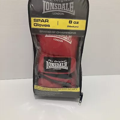 Original Lonsdale London Sports Red Medium Boxing Spar Gloves 8oz Includes Case • $19.58