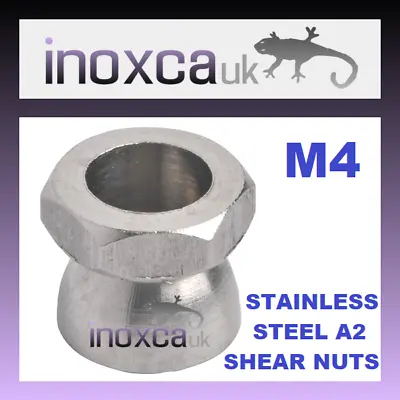 £7.72 • Buy 10 PIECES M4 SECURITY HEX DRIVE SHEAR NUTS STAINLESS STEEL GRADE: A2 304 7mm A/F