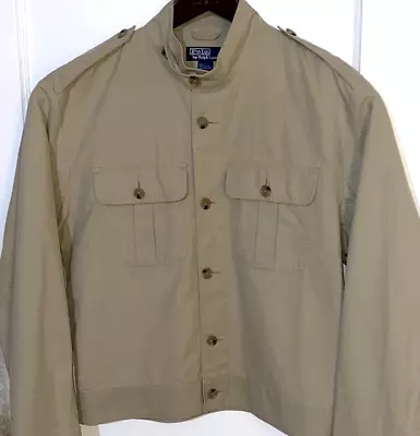 VTG Polo Ralph Lauren Beige Café Racer Style Jacket SAFARI Mens Large L Military • $85