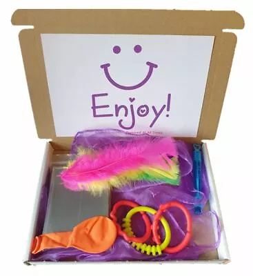 Mini Sensory Box - Gift Set Foil Blanket Chiffon Scarf Feathers Bubbles Links • £6.99