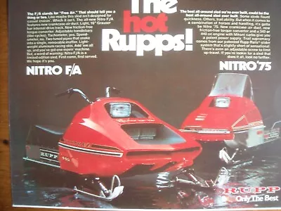 1975 Vintage RUPP  Snowmobile Brochure NITRO F/A • $15.99