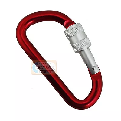 LOCKING KARABINER Keyring D-Ring Clip Snap Hook Loop Clasp Camping Fishing • £3.92