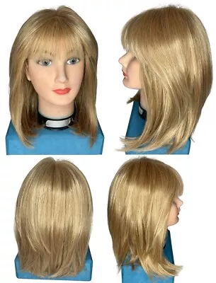 Henry Margu Wig Shoulder Length Layered Bangs Blonde Wefted Lace Front Monoacry • $199.97