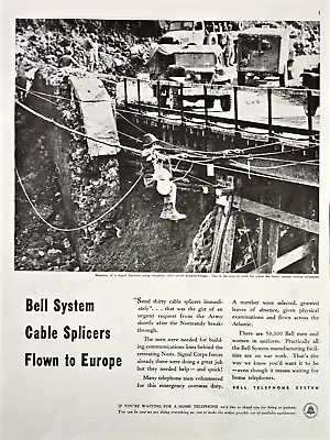 Bell System Cable Splicers War Torn Europe WWII Nazi Retreat 1945 VTG Print Ad • $12.55