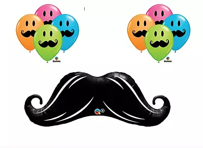 Mustache Balloon Smile Face Mustache Balloons Little Man Party- 9 Pieces • $12.48