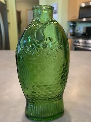 Vtg Wheaton Glass Millville NJ Dr Fisch's Bitters Green Fish Bottle • $25