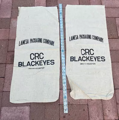 2 Lamesa Packing Crc Blackeyes Peas Houston 1960's Burlap Canvas Bag Sack Feed • $10