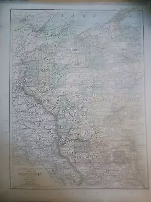 Wisconsin & Minnesota Vintage 1894 MAP ~Unique Atlas ~ Original Color Map • $15.95