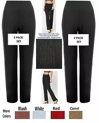 £12.99 • Buy NEW Women's High Waist Straight Leg Tapered PLUS RIBBED Legging Fit Trousers UK