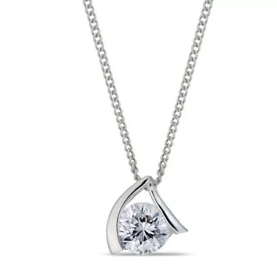 925 Sterling Silver Cubic Zirconia Upside Down V Pendant • $51.82