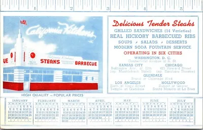 Vintage Postcard California Kitchens Steaks Barbecue Soda Fountain Diner LA • $8.39