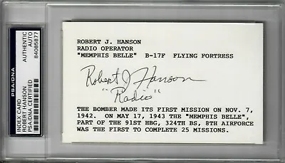 Robert Hanson Signed Index Card Psa Dna 84085877 (d) Wwii Memphis Belle Radio • $99.95