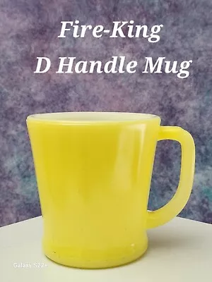 Vintage FIRE KING Yellow D Handle Coffee Mug Shiny • $15