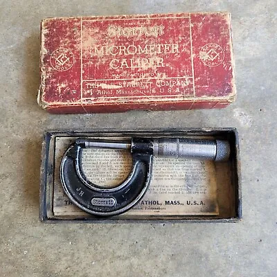 Vintage Starrett 1 Inch Micrometer No. 436 0-1 Wrench Box Papers • $28.95