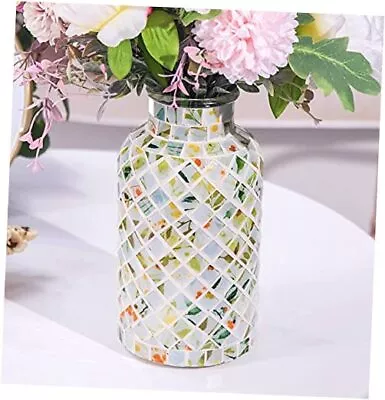 Classic Mosaic Flower Vase For Home Decor 8”(H) Glass Handmade Green Spring • $46.24