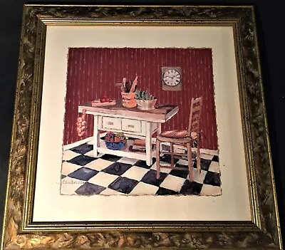 C. Winterle Olson Watercolor Vintage Kitchen Print Framed Signed 14-3/4 X 14-3/4 • $22.99