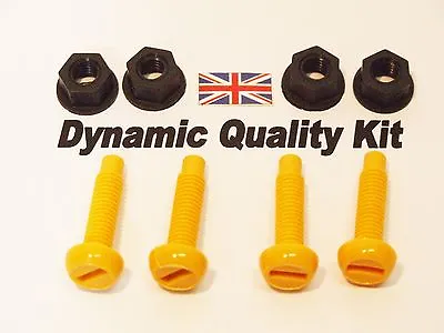 £1.65 • Buy 4 Yellow Rear Number Plate Plastic Nylon Bolts & Nuts Fixings Bike Kit Screws 
