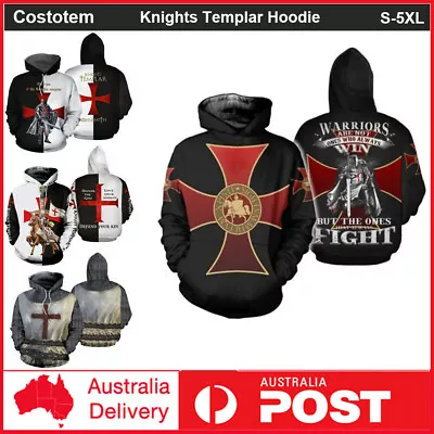 Men Knights Templar Armor Crusader Cross Medieval Hoodies Jacket Sweathsirt Coat • $34.99