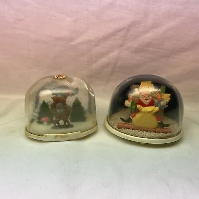 2 Vintage Snow Globe S Dancing Santa Claus Louis  Marx Hong Kong Western Germany • $18