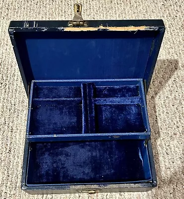 Vintage Jewelry Box Blue Velvet Interior • $14.99