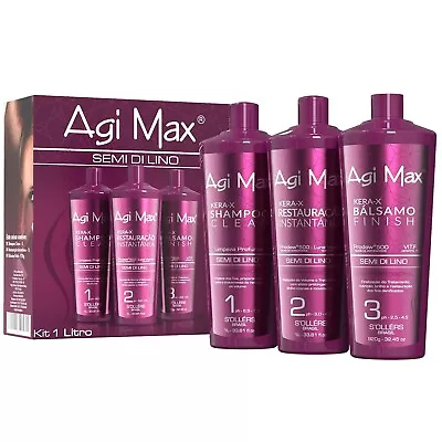 Agi Max Brazilian Natural Keratin Hair Treatment Kit Straightening Curls 3 X 1L • $130