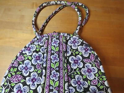 Vera Bradley Eloise Dome Purse Handbag Tote Quilted Kiss Lock Plum Petals Vtg Lg • $32.99