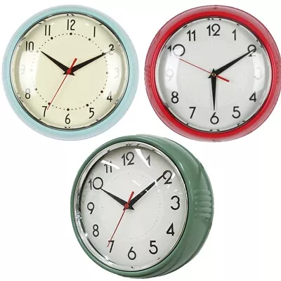 $34.95 • Buy 24cm Wall Clock Quartz Round Retro Plastic Gift Cafe Home Funky Glam