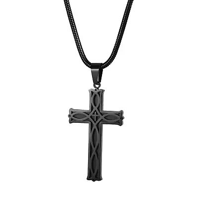 Men Women Infinity Celtic Cross Irish Knot Titanium Steel Pendant Necklace Chain • $14.99