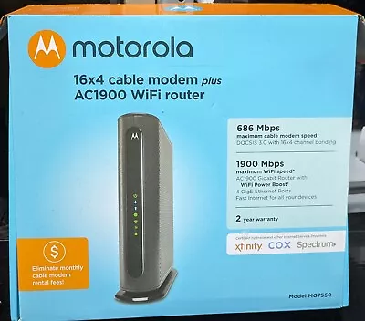 Motorola Ac1900 Wifi Router 16x4 Cable Modem Plus Router • $50