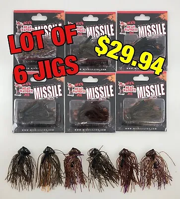 LOT OF 6 JIGS-Ike’s Head Banger Jig [1 Oz.] By Missile- Jig For Bass Fishing • $36.99