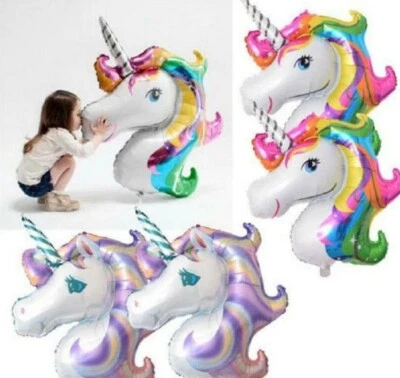 $6.45 • Buy HUGE UNICORN FOIL Balloon 3 Colours 110cm Helium Birthday Kids Party Melb Seller