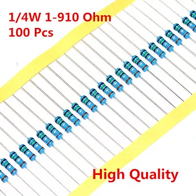 100Pcs 1/4W 0.25W Metal Film Resistor ±1% 56 120 150 180 430 470 680 1-910 Ω Ohm • $1.50