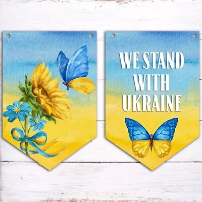 £6.36 • Buy We Stand With Ukraine Solidarity Flag Colours Bunting, Home Decor Garland