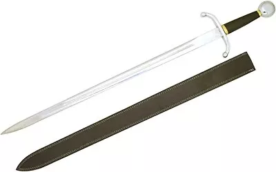 Royal Sentry Medieval Sword Black Leather Handle With Scabbard • $49.99