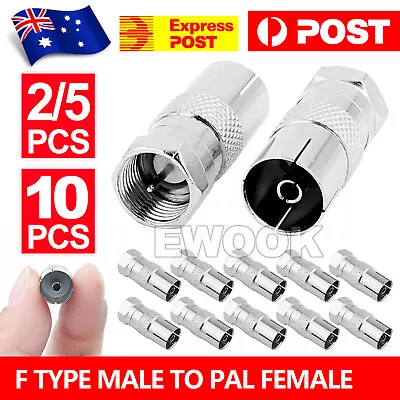 F-Type Male To PAL Female Socket TV Antenna Cable Connector Adaptor Cord Adapter • $3.95