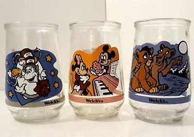 Welch's Jelly Glass Jars Lion King Dr. Seuss Mickey Disney Vintage 1996 Lot Of 3 • $16.95