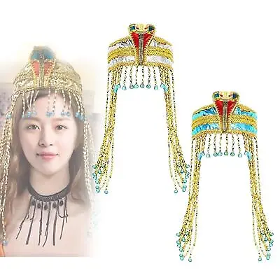 Egyptian Headpiece Beaded Tassel Headband Cosplay Egypt Queen Headdress Egyptian • £9.88