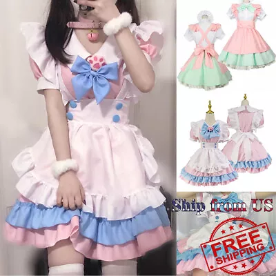 Japanese Lolita Bow Dress Maid Amine Uniform Costume Halloween Cosplay Party • $9.99