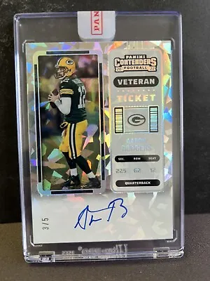 AARON RODGERS 2022 Panini Contenders Veteran CRACKED ICE Ticket ON CARD AUTO /5 • $895