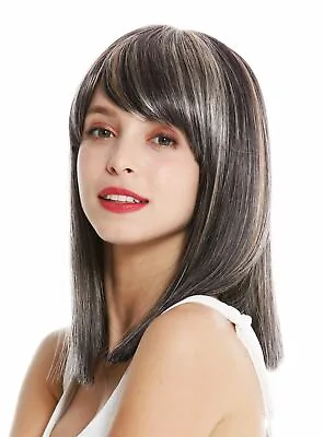 Perruque Femme Longue Jusqu'aux Épaules Lisse Pony Raie Noir Rose Blond Platine • $22.11