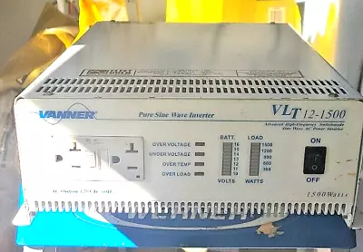 VANNER VLT12-1500 Pure Sine Wave Inverter 12 VDC Input 120VAC Output 1500W USED! • $499