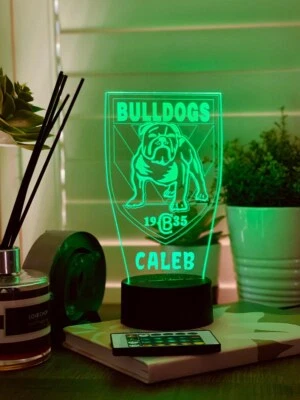 Personalised BULLDOGS - NRL 3D LED Night Light Kid Room Decor Lamp Gift AU • $41.99