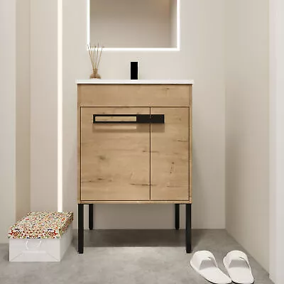 24  Inch Freestanding Or Floating Wooden Bathroom Vanity Cabinet W/ Ceramic Sink • $455.99